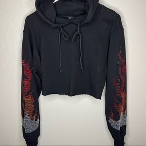 Flame Cropped Hoodie